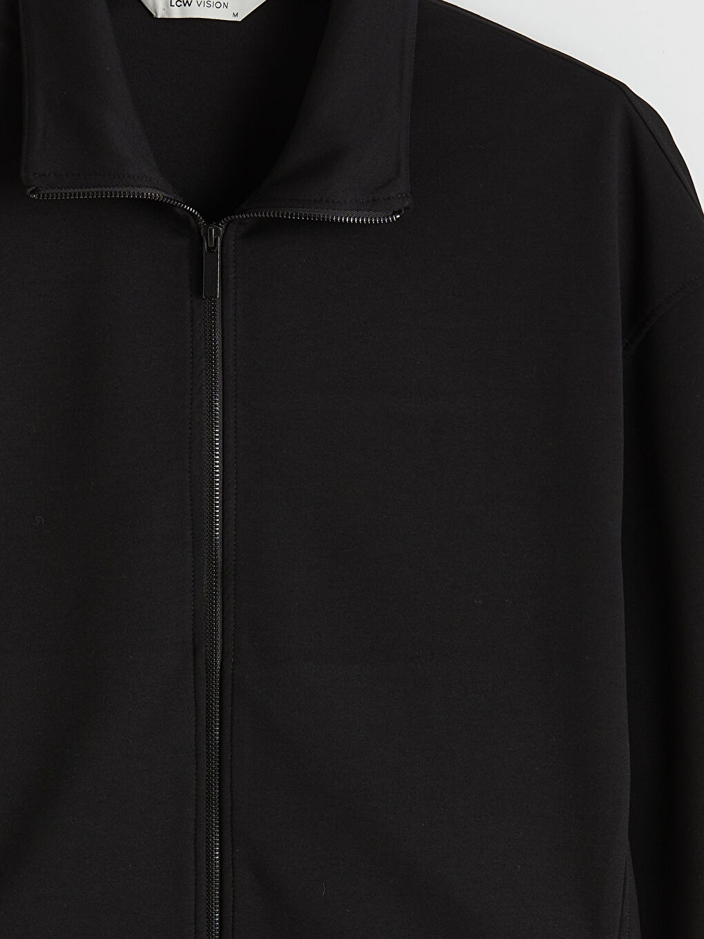 Siyah Dik Yaka Erkek Fermuarlı Sweatshirt-2