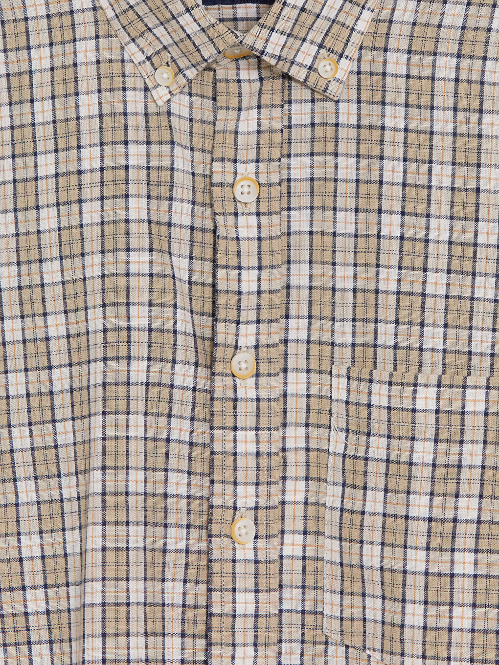 Bej Regular Fit Ekose Poplin Erkek Gömlek-1
