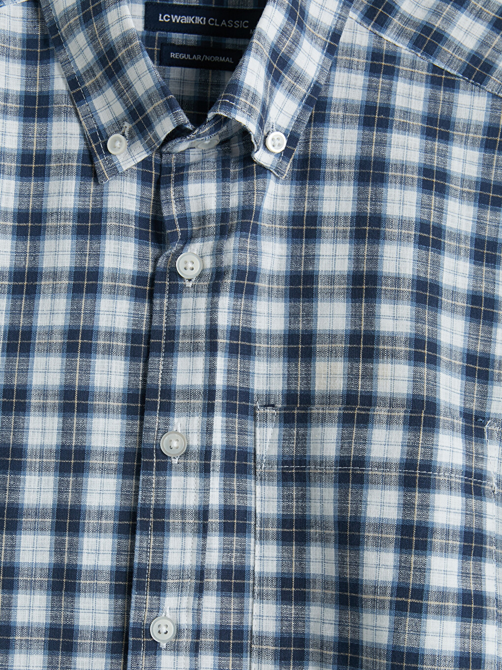 Lacivert Regular Fit Ekose Poplin Erkek Gömlek-4