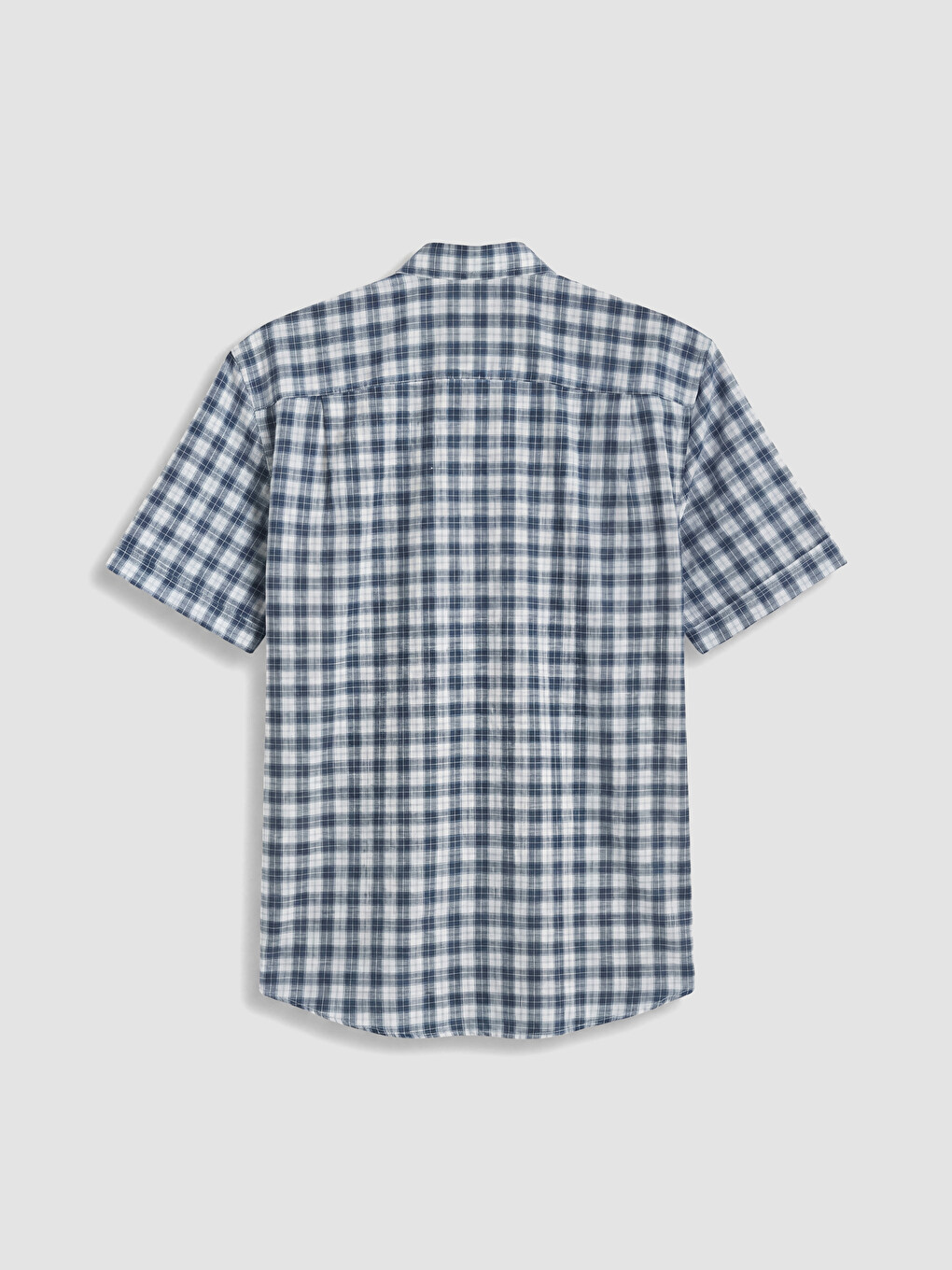 Lacivert Regular Fit Ekose Poplin Erkek Gömlek-5