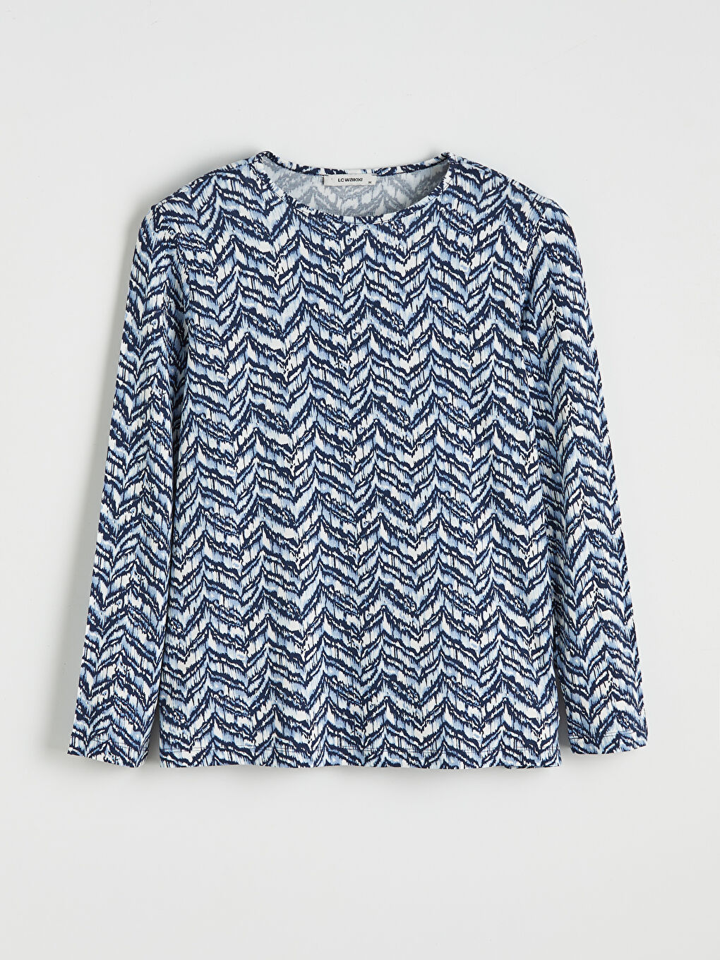 Mavi Bisiklet Yaka Desenli Kadın Tişört-4