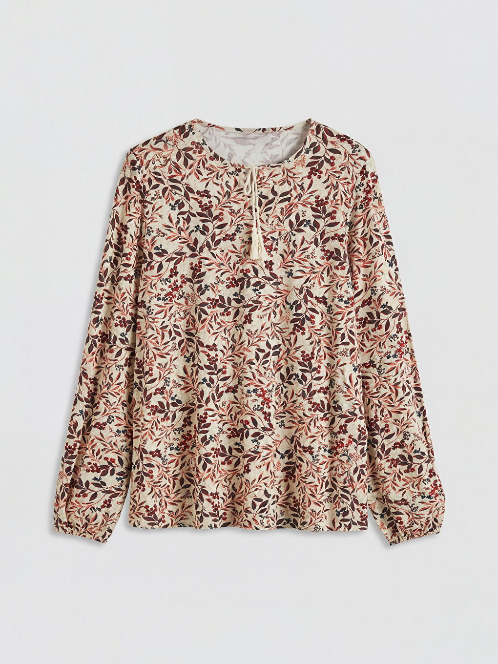 Turuncu Bağlamalı Yaka Çiçekli Bluz-4