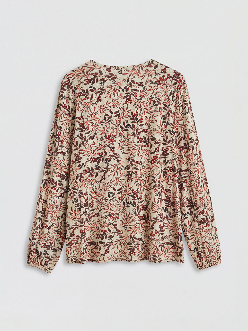 Turuncu Bağlamalı Yaka Çiçekli Bluz-5