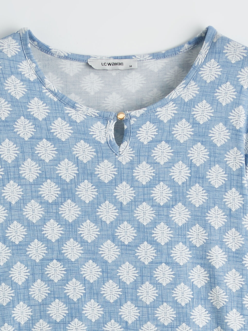 Mavi Bisiklet Yaka Desenli Bluz	-5