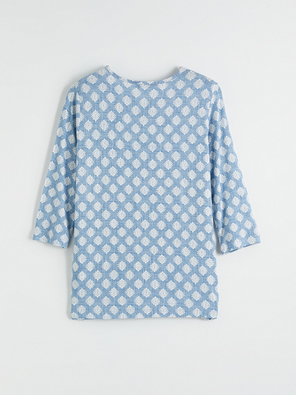 Mavi Bisiklet Yaka Desenli Bluz	-7