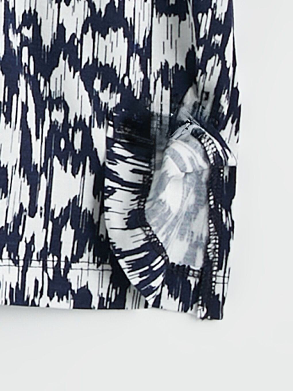 Lacivert Bisiklet Yaka Desenli Bluz	-5