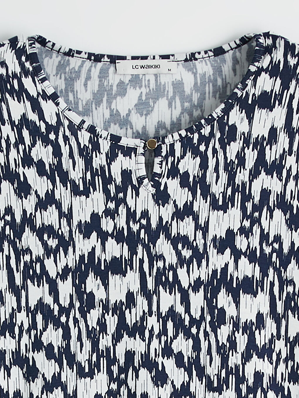 Lacivert Bisiklet Yaka Desenli Bluz	-6