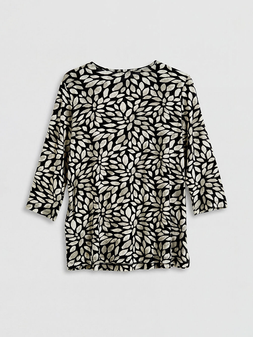 Siyah Bisiklet Yaka Desenli Bluz	-5