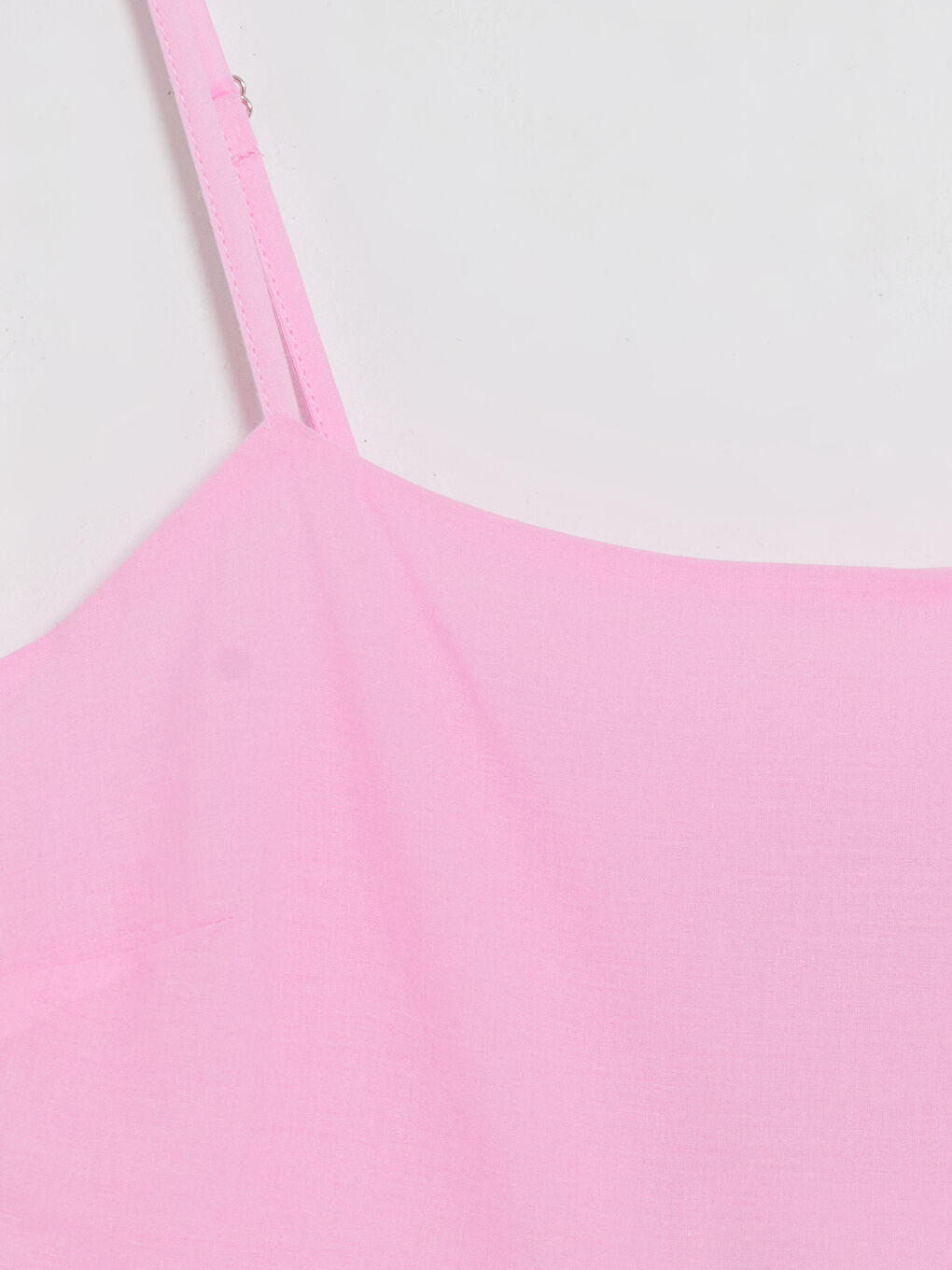 Pembe Kare Yaka İp Askılı Katkat Elbise-2