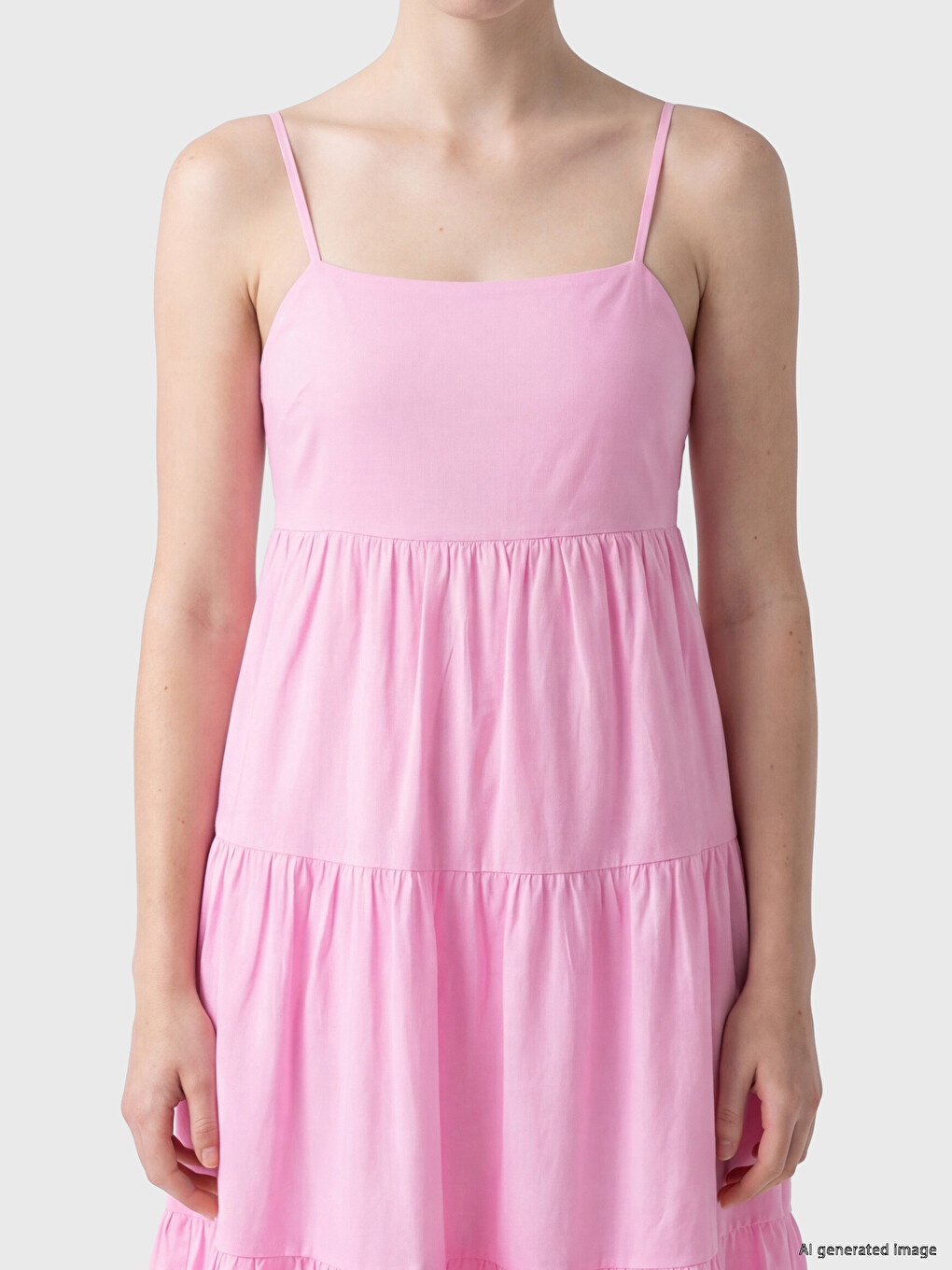 Square Neck Strappy Tiered Dress-2