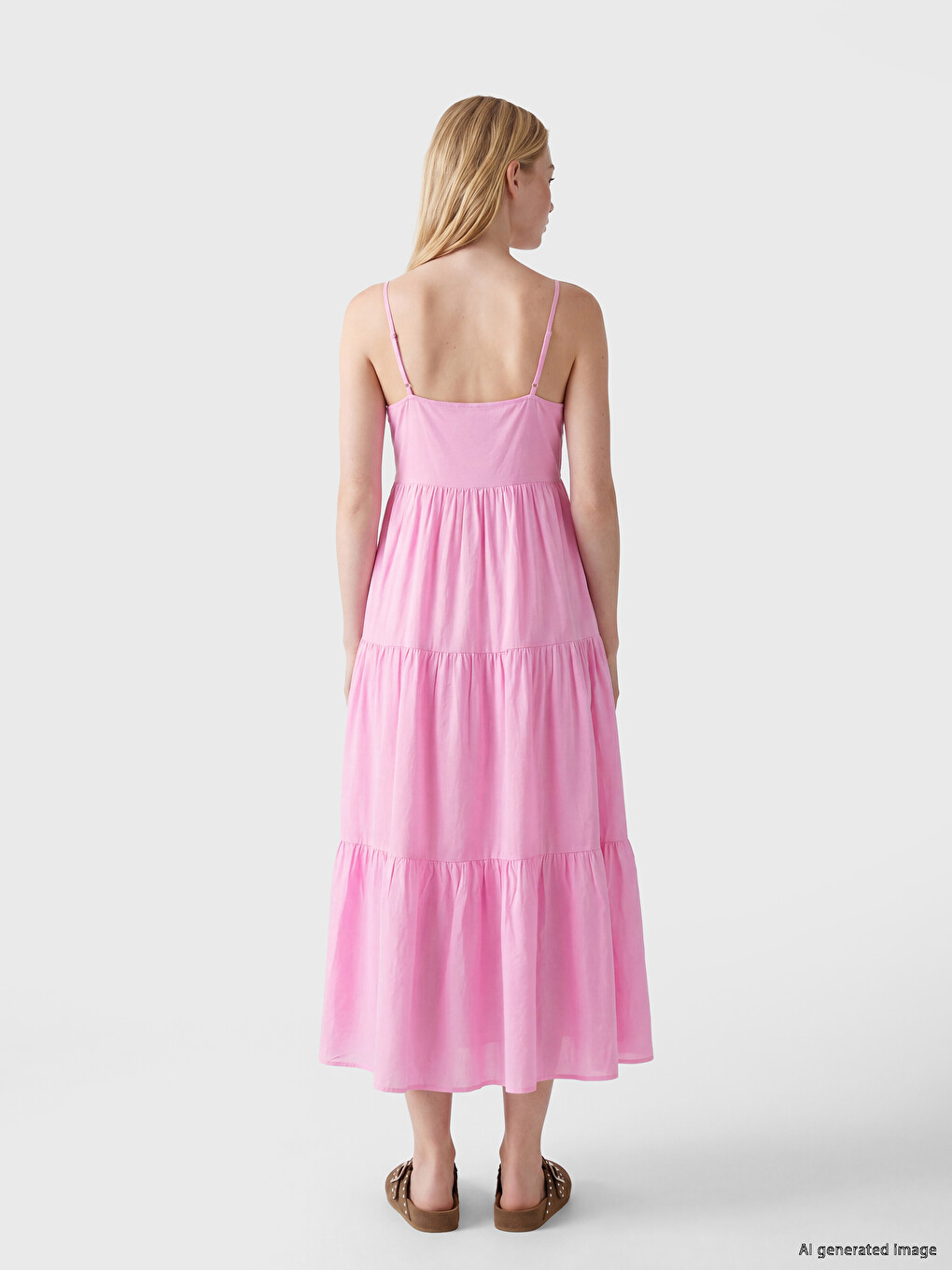 Square Neck Strappy Tiered Dress-3