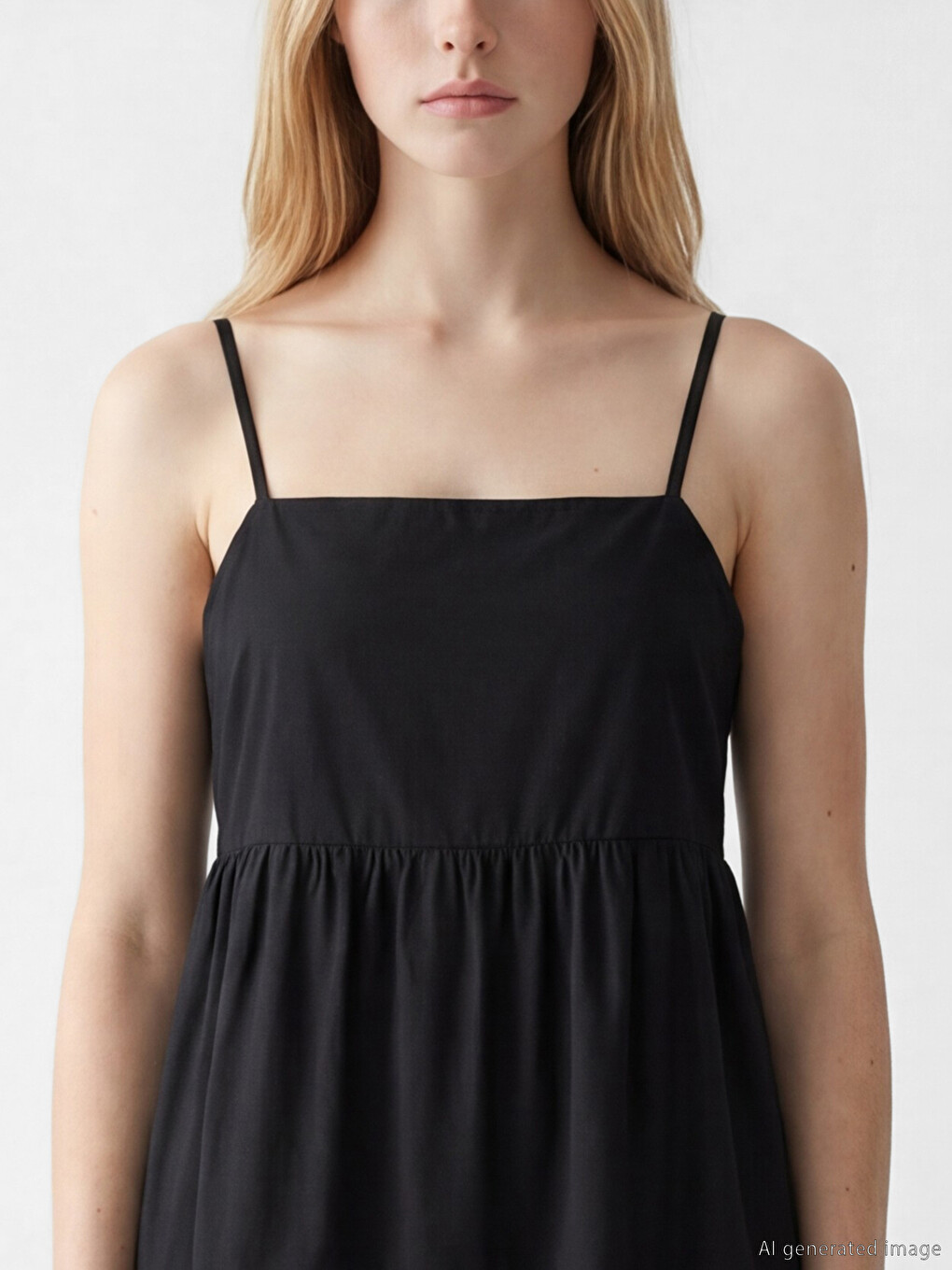 Square Neck Strappy Layered Dress-2