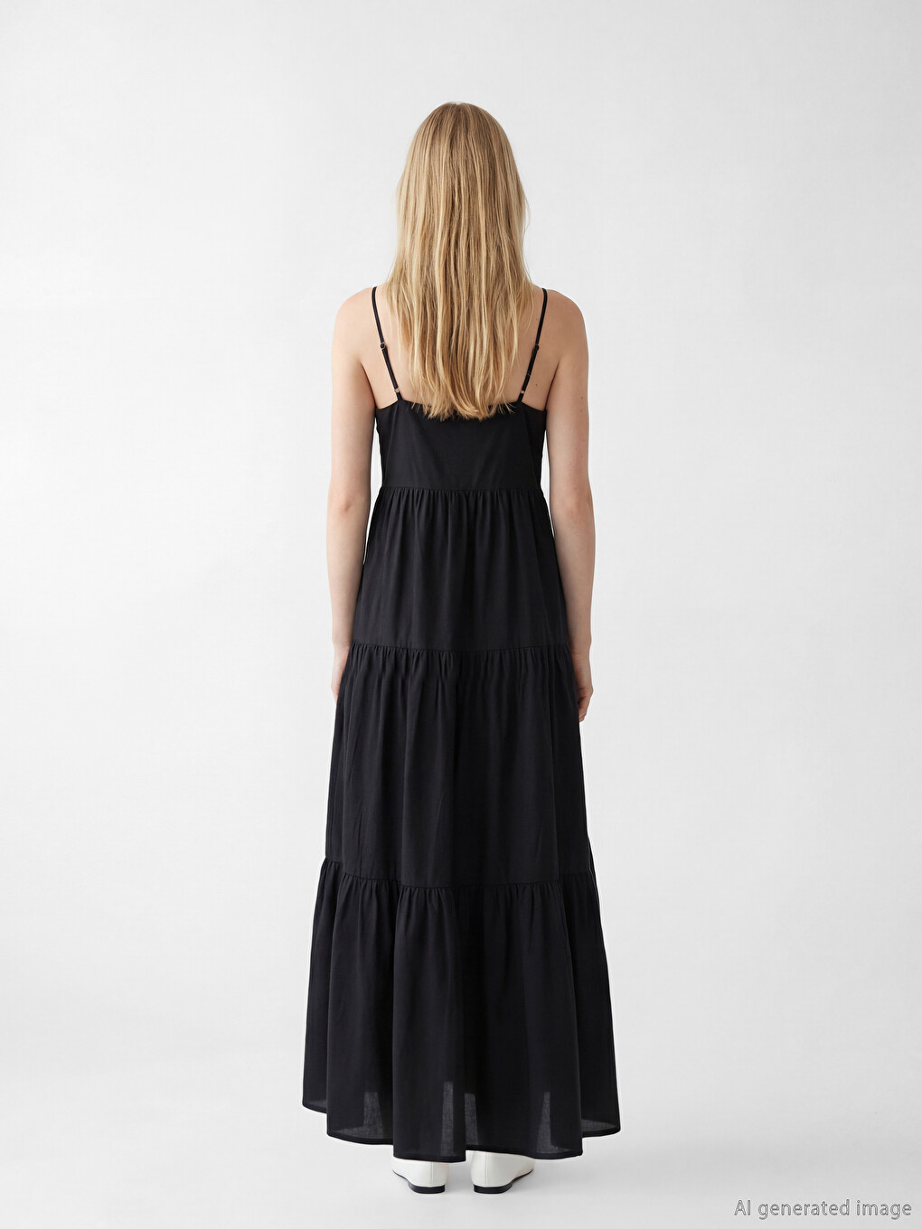 Square Neck Strappy Layered Dress-3
