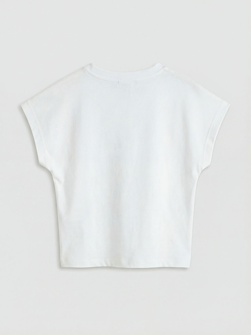 Beyaz Önden Bağlamalı Kız Çocuk Tişört-1