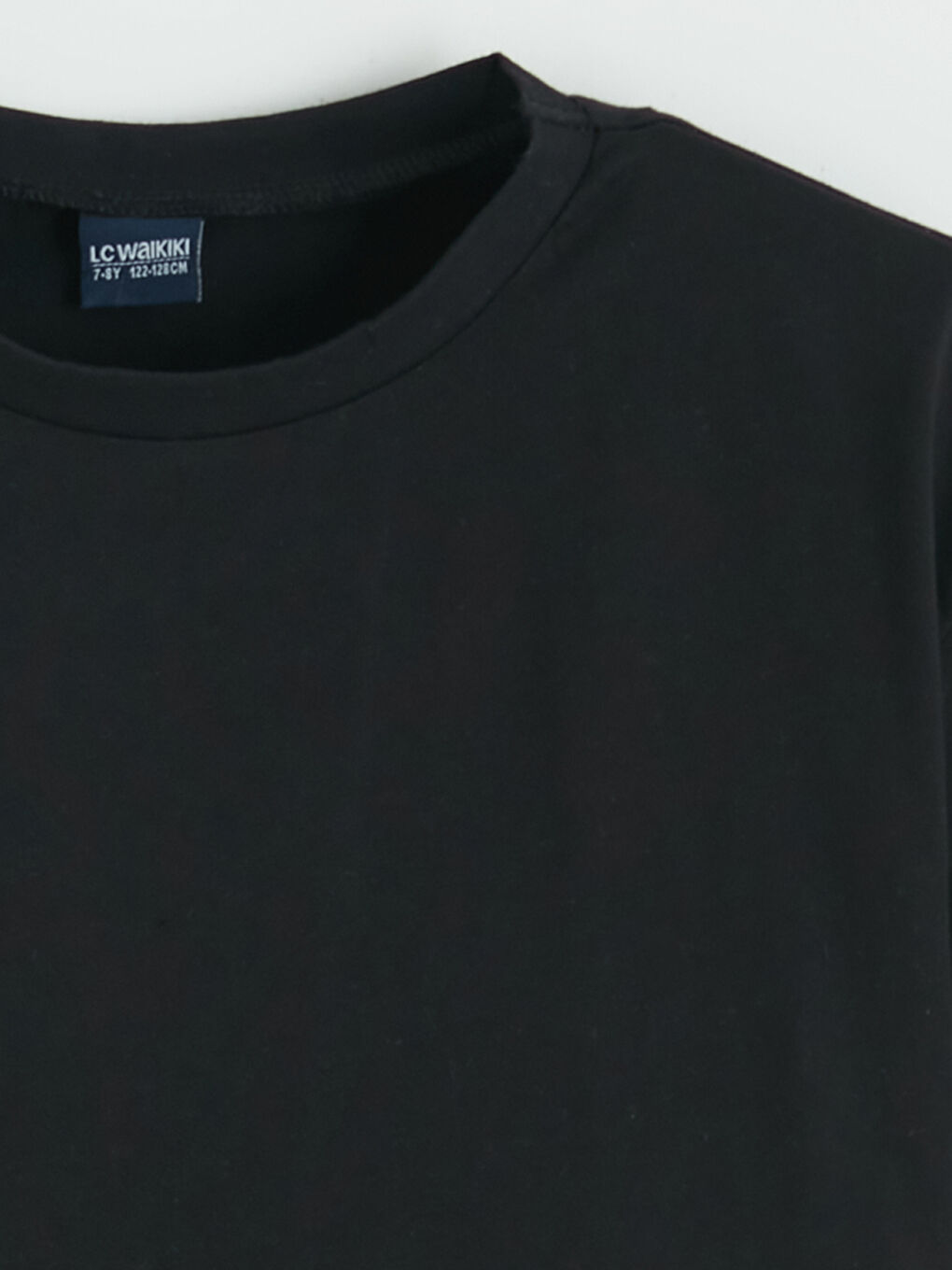 Siyah Bisiklet Yaka Kız Çocuk Tişört-1