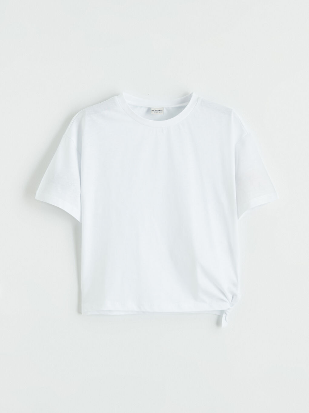 Beyaz Bisiklet Yaka Kız Çocuk Tişört