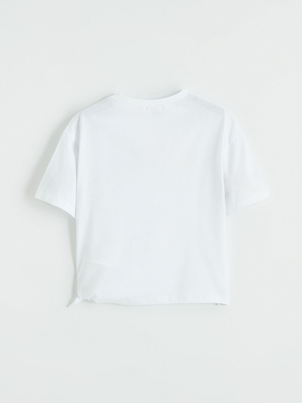 Beyaz Bisiklet Yaka Baskılı Kız Çocuk Tişört-2