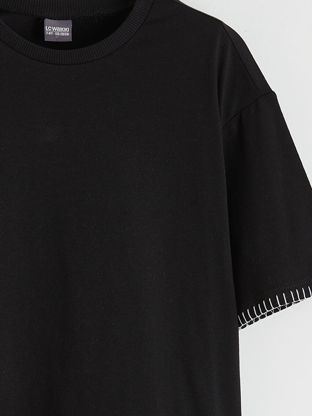 Siyah Bisiklet Yaka Kız Çocuk Tişört-2