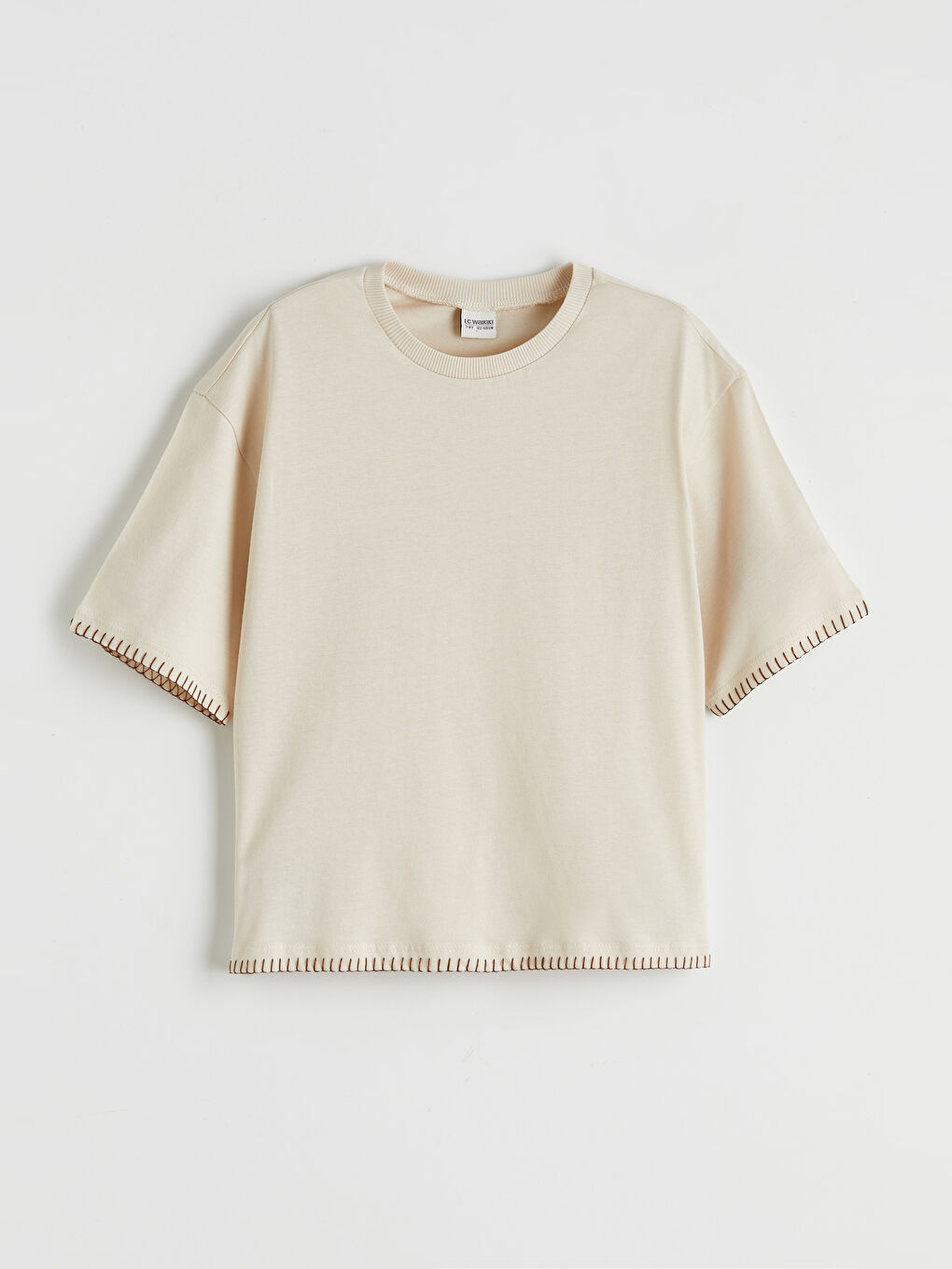 Gri Bisiklet Yaka Kız Çocuk Tişört