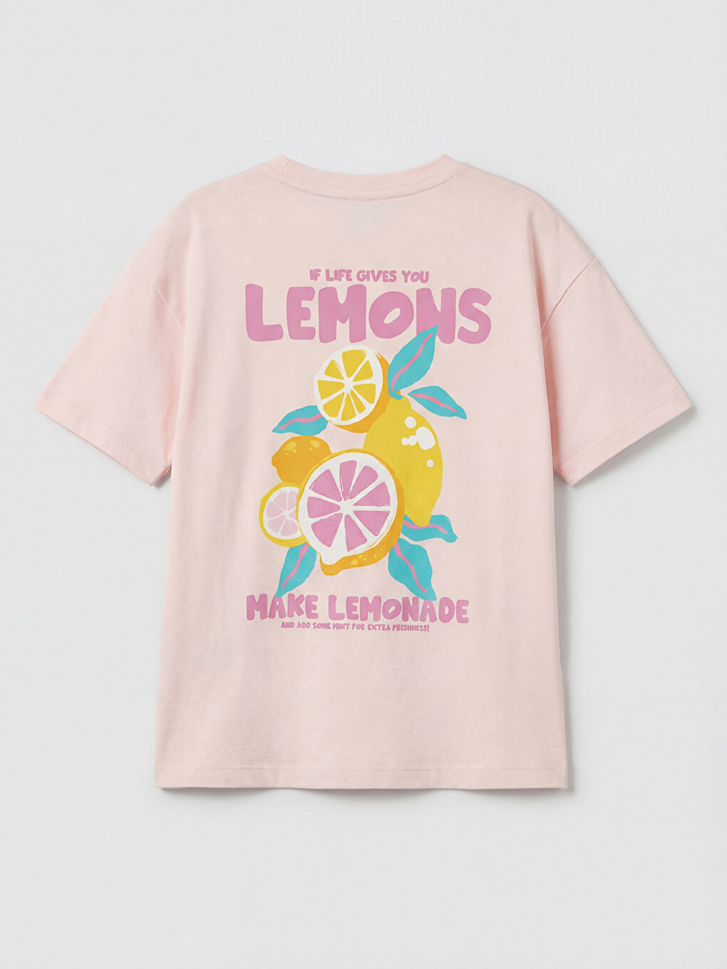 Pembe Bisiklet Yaka Baskılı Kız Çocuk Tişört-2