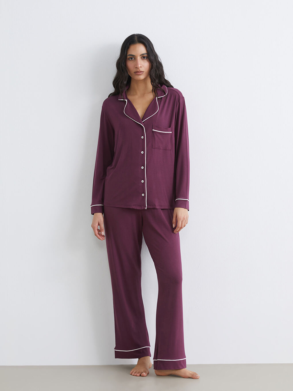 طقم بيجاما أرجواني امرأة-1