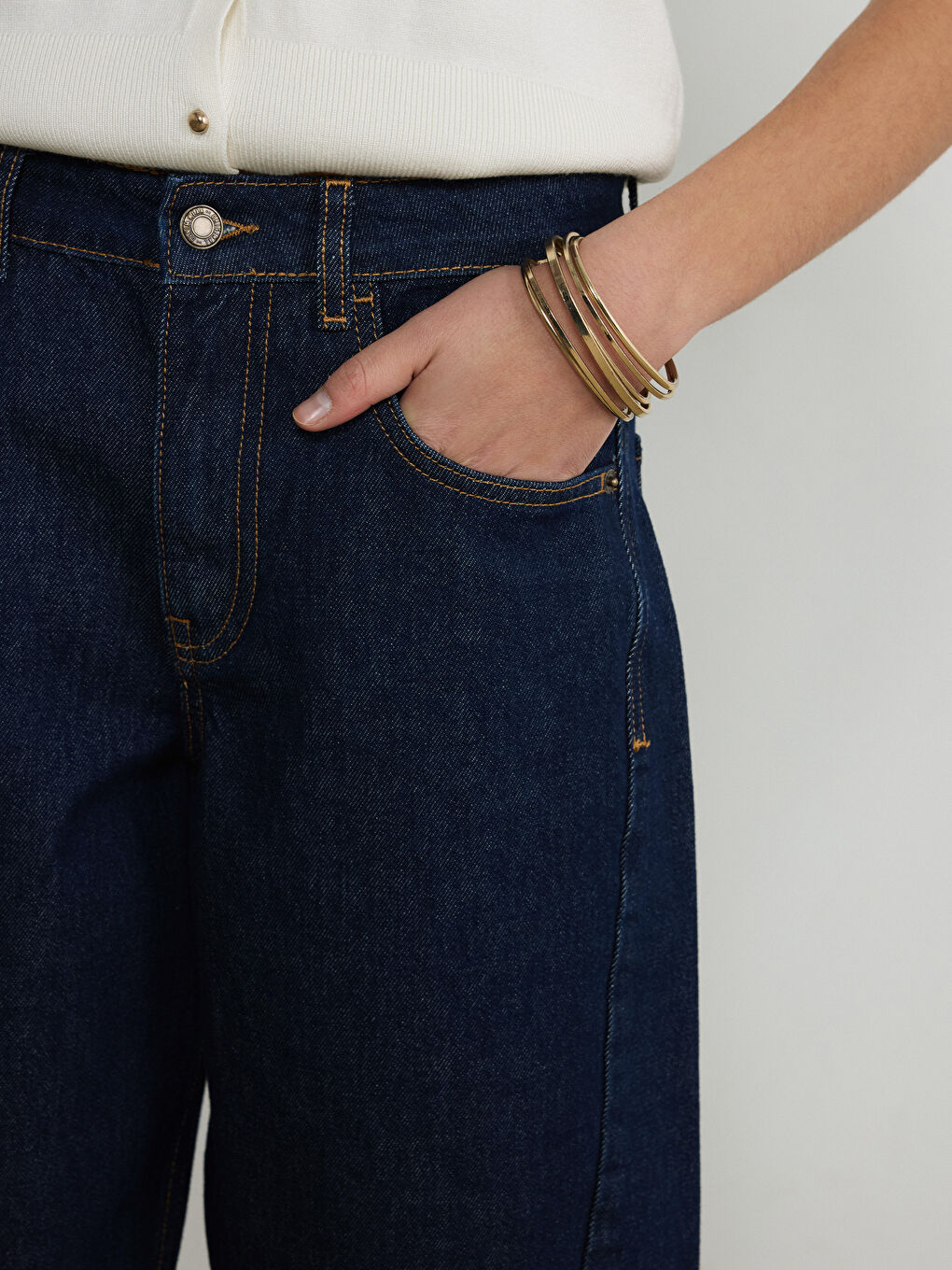 İndigo Barrel Fit Kadın Jean Pantolon-2