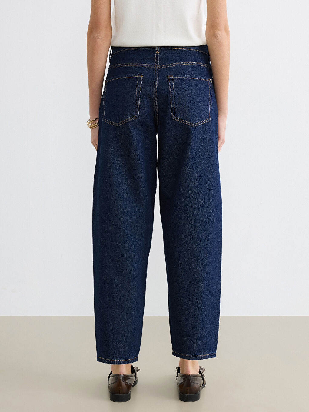 İndigo Barrel Fit Kadın Jean Pantolon-3