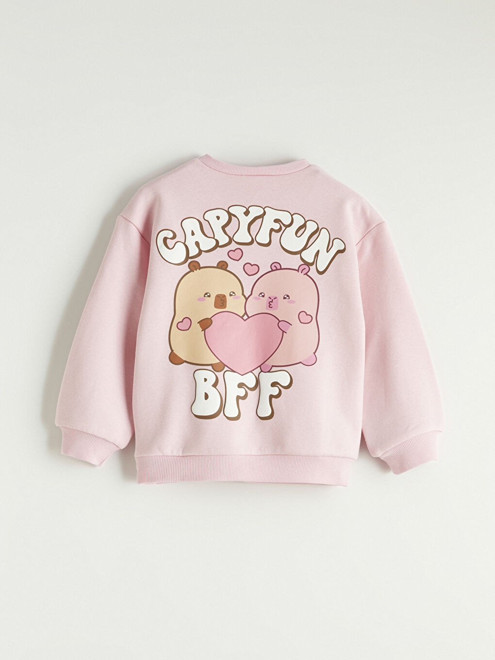 Pembe Capyfun Baskılı Kız Bebek Sweatshirt-3