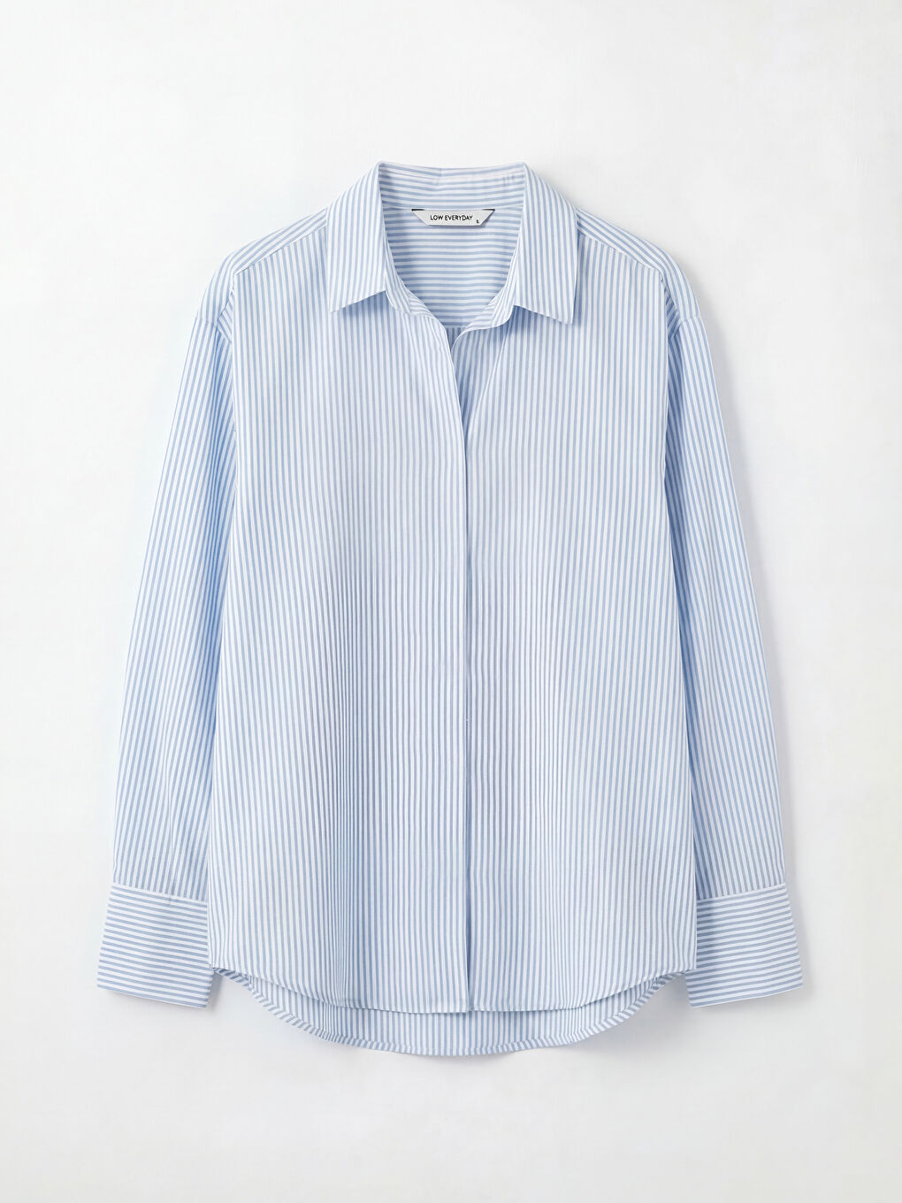 Mavi Çizgili Poplin Kadın Gömlek-4