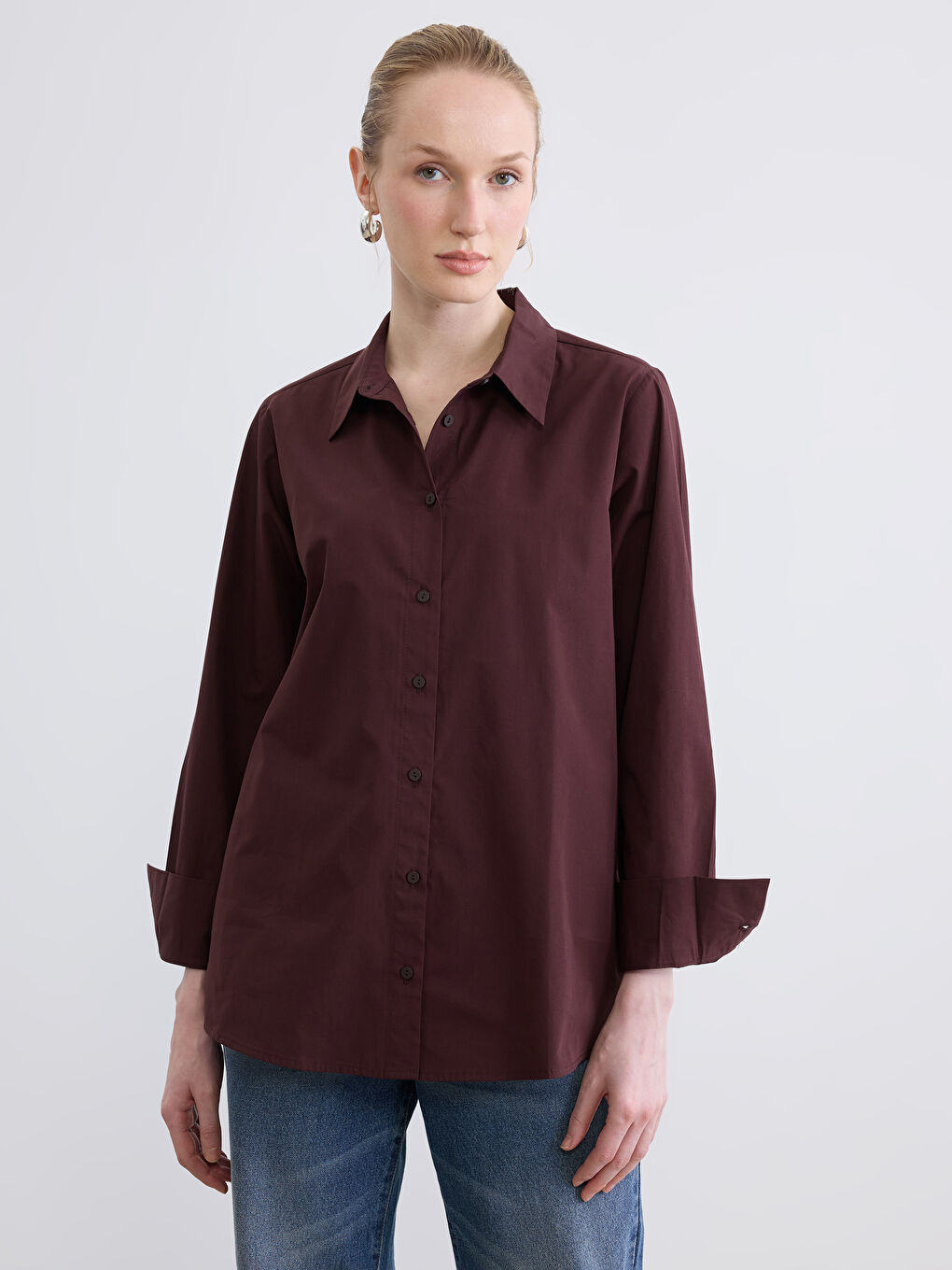 Oversize Poplin Kadın Gömlek