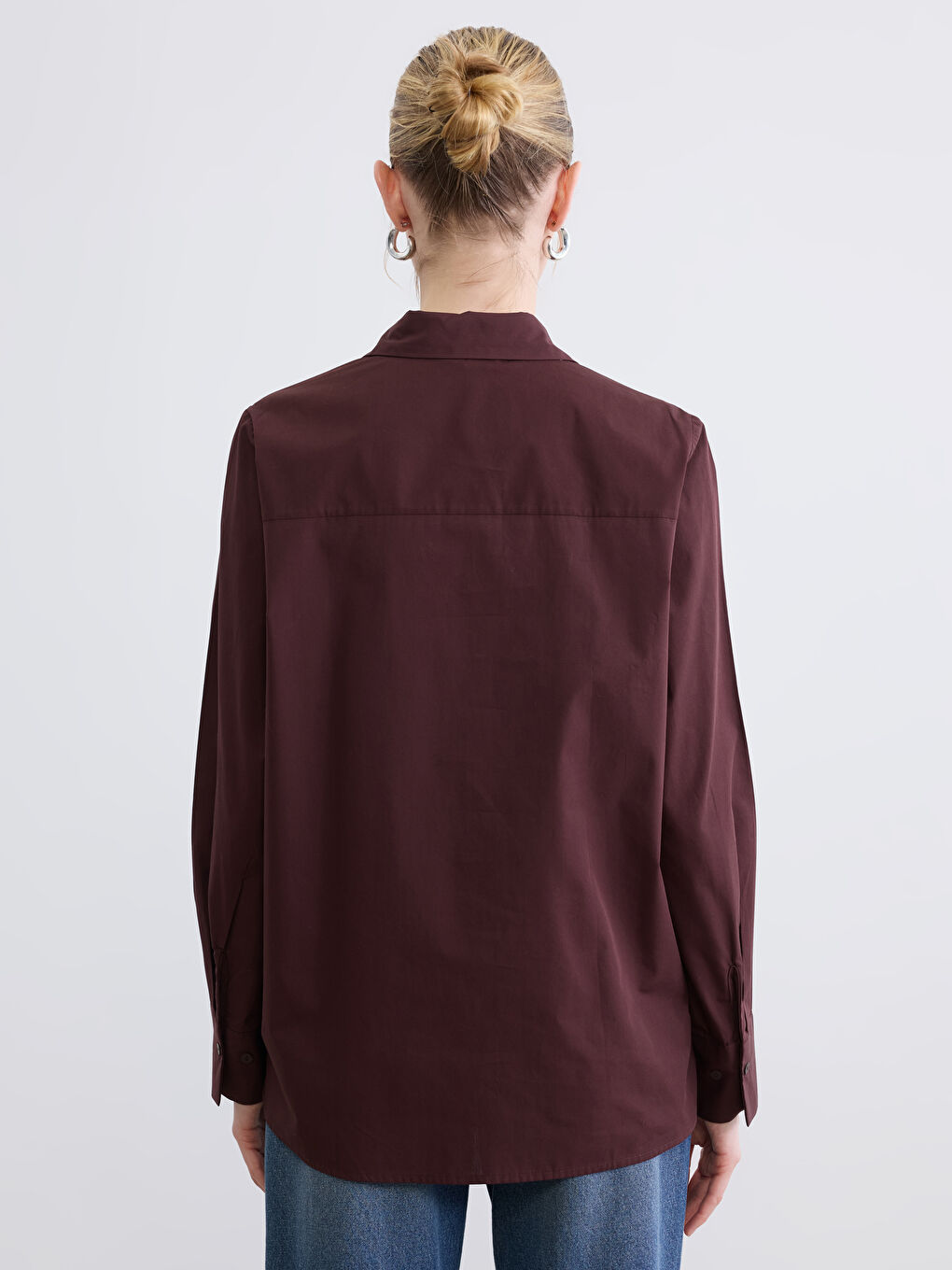 Oversize Poplin Kadın Gömlek-2