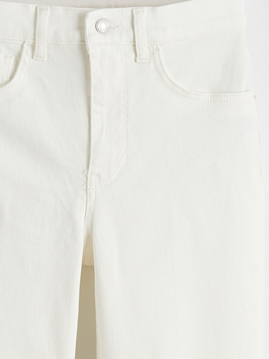 Beyaz Slim Fit Kadın Jean Pantolon-2