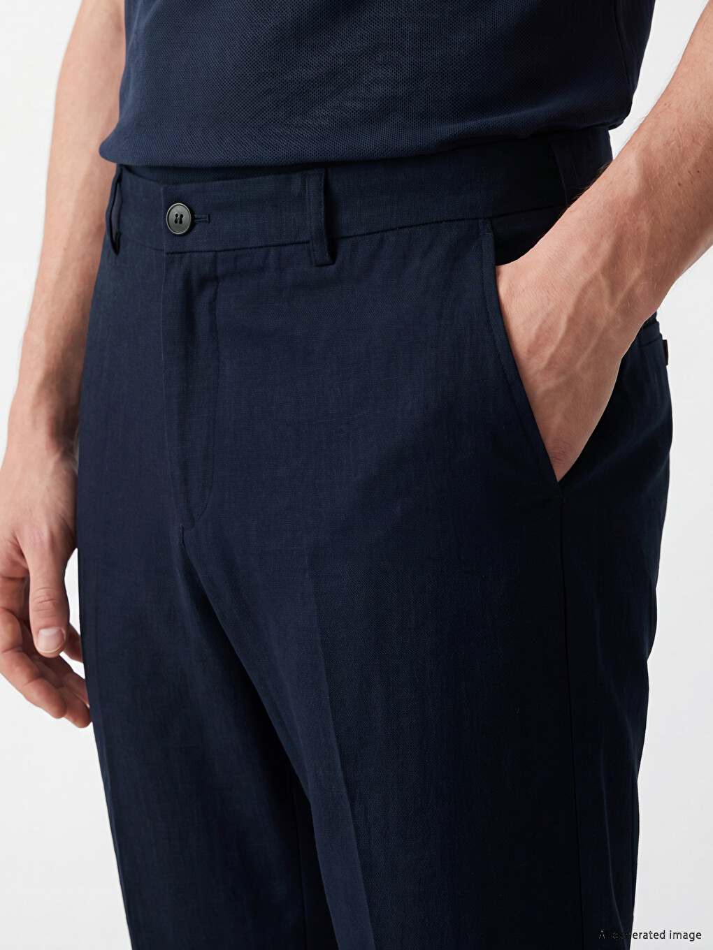 Lacivert Regular Fit Dokulu Erkek Pantolon-2