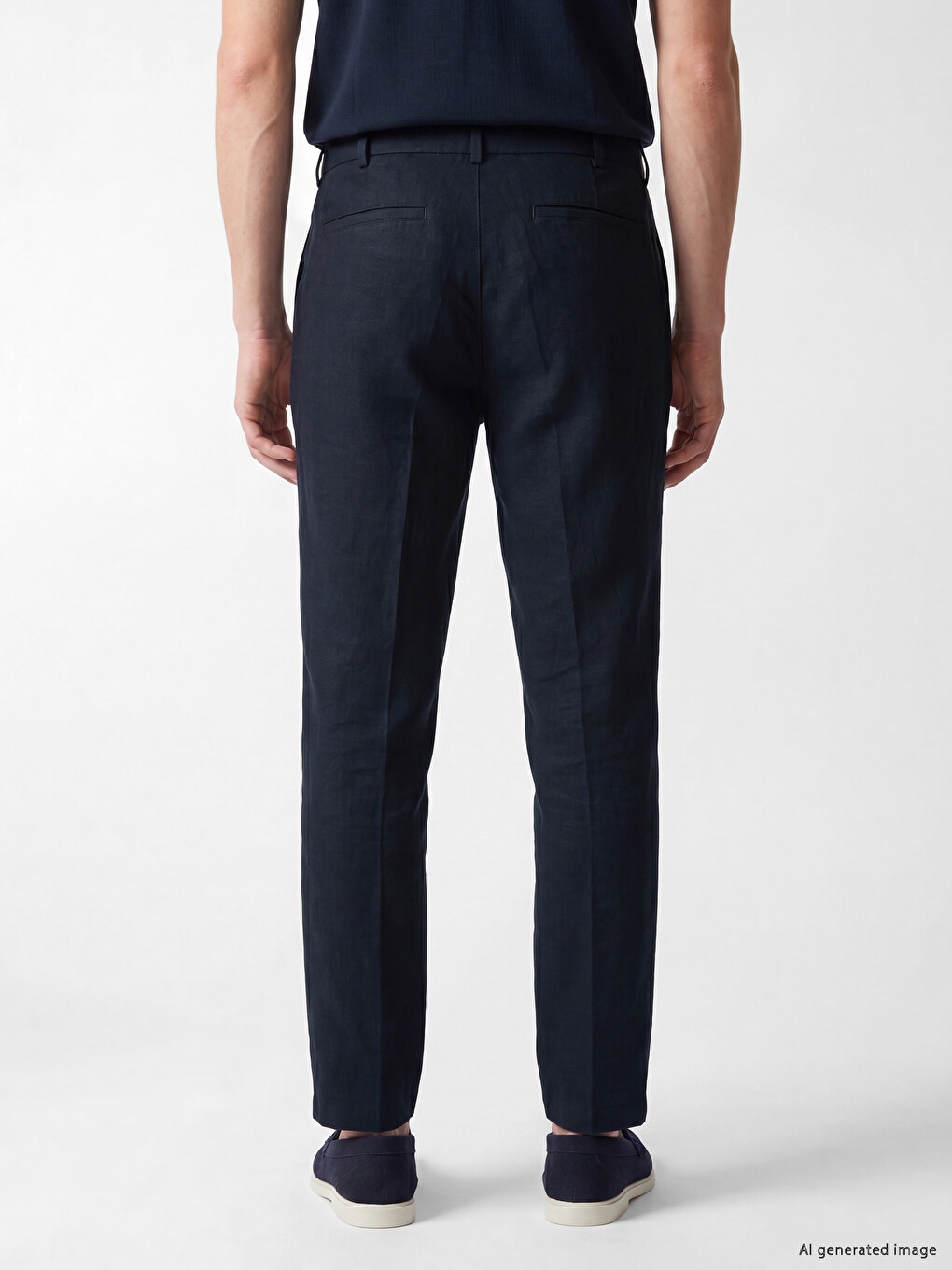 Lacivert Regular Fit Dokulu Erkek Pantolon-3