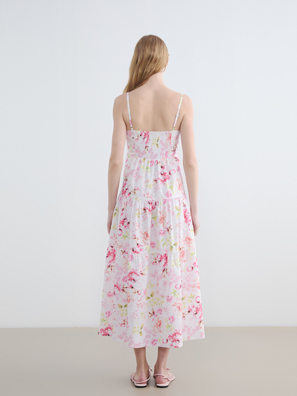 Robe En Popeline Superposée À Bretelles Fines À Motif Floral-3