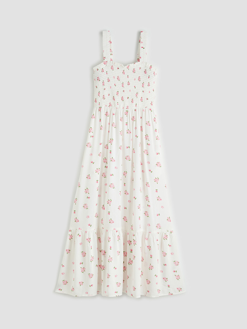 Robe à taille ajustée à motif floral à col carré-2