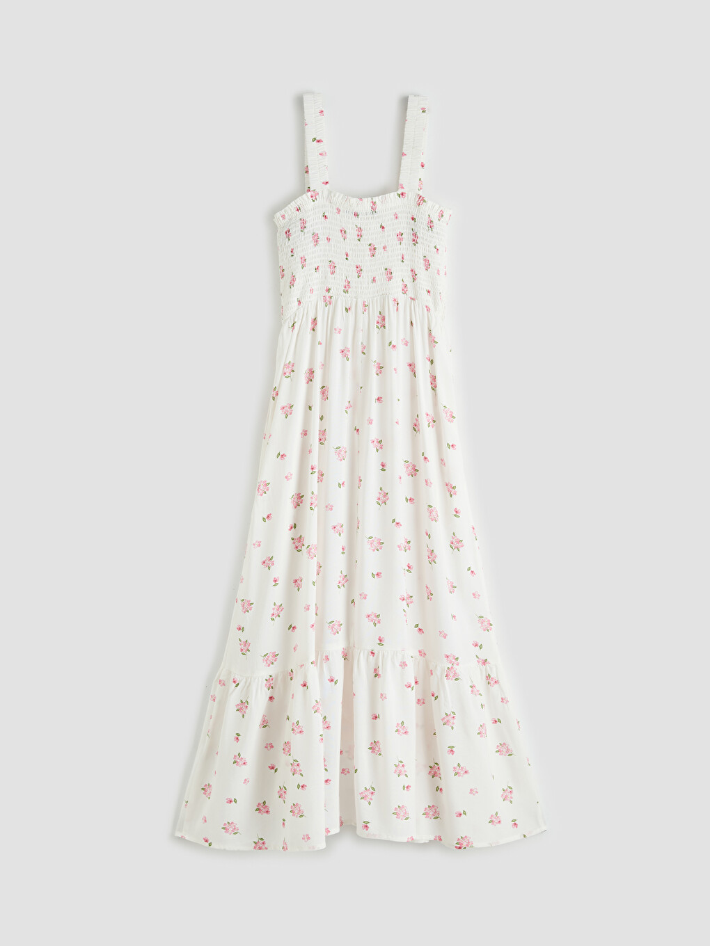 Robe à taille ajustée à motif floral à col carré-3