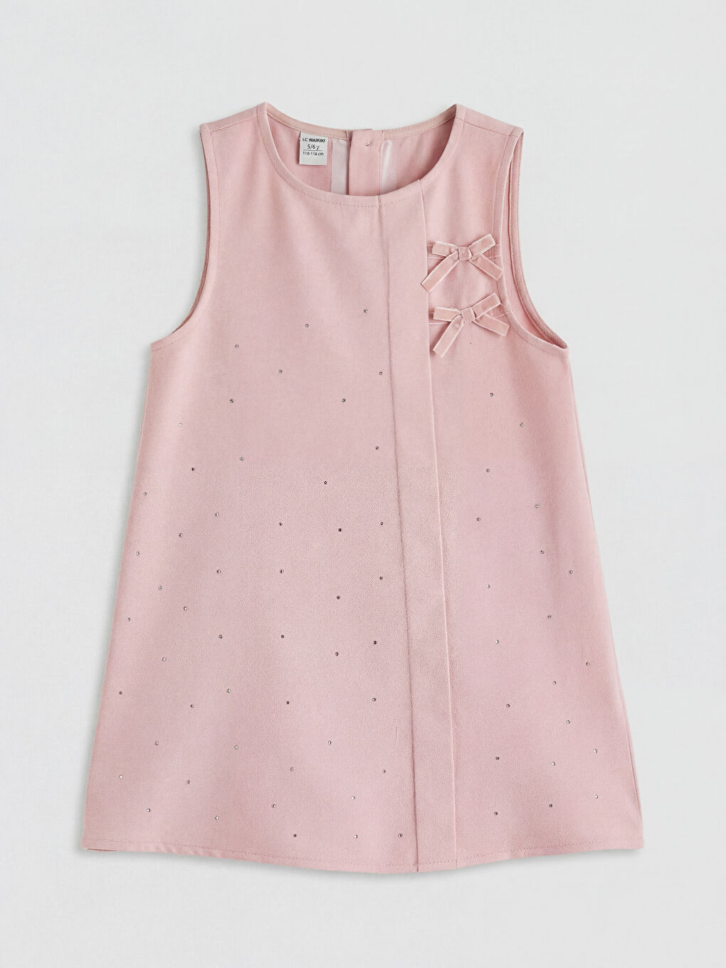 Pembe Bisiklet Yaka Fiyonk Detaylı Kız Çocuk Elbise Takımı-1