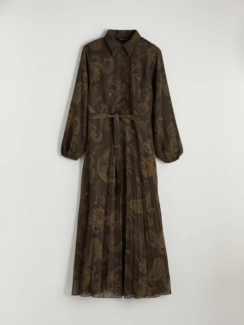 Karışık Desenli Pileli Şifon Gömlek Elbise