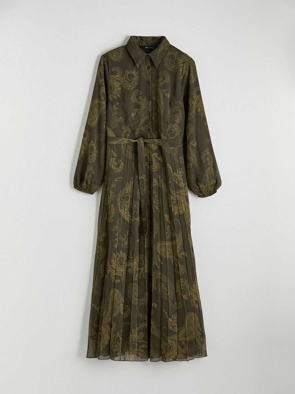 Karışık Desenli Pileli Şifon Gömlek Elbise-1