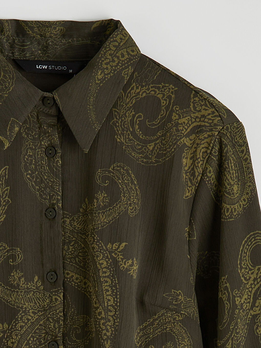 Karışık Desenli Pileli Şifon Gömlek Elbise-2