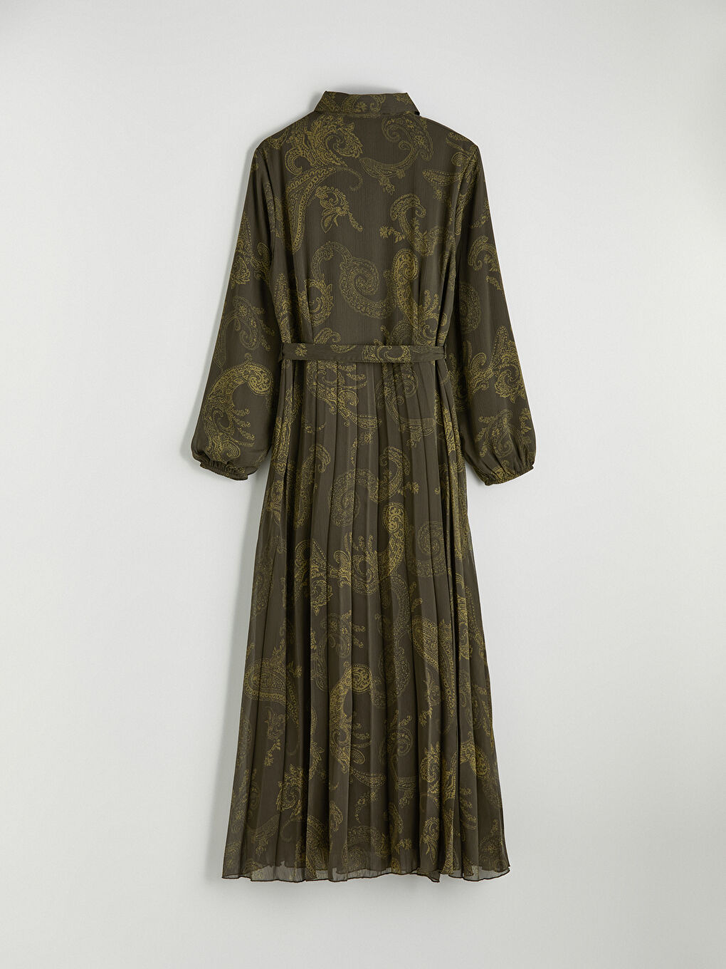 Karışık Desenli Pileli Şifon Gömlek Elbise-3