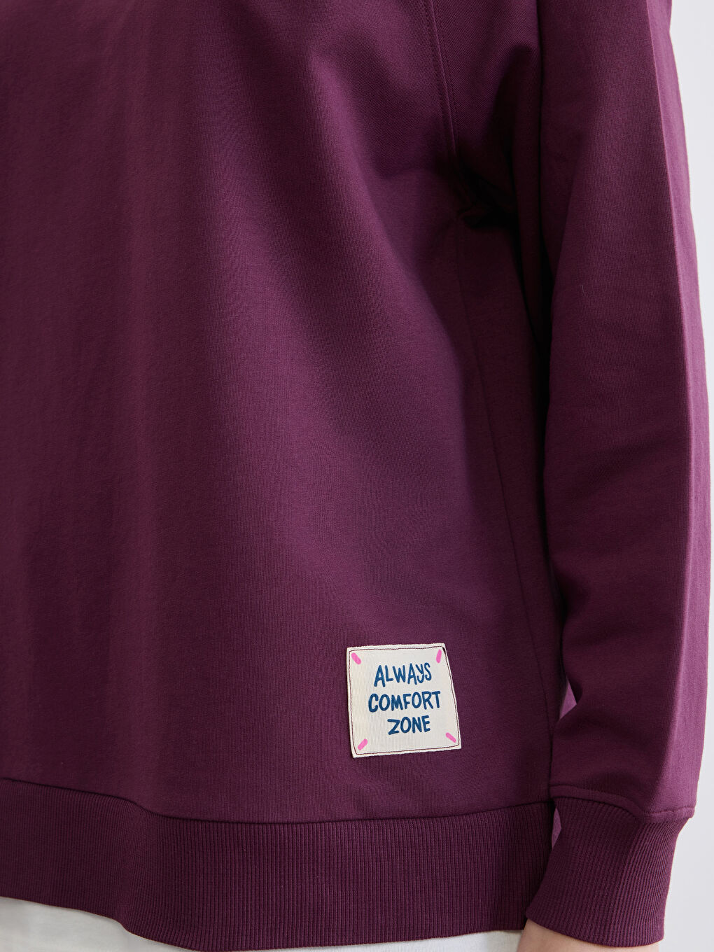 Mürdüm Bisiklet Yaka Baskılı Oversize Kadın Sweatshirt-2