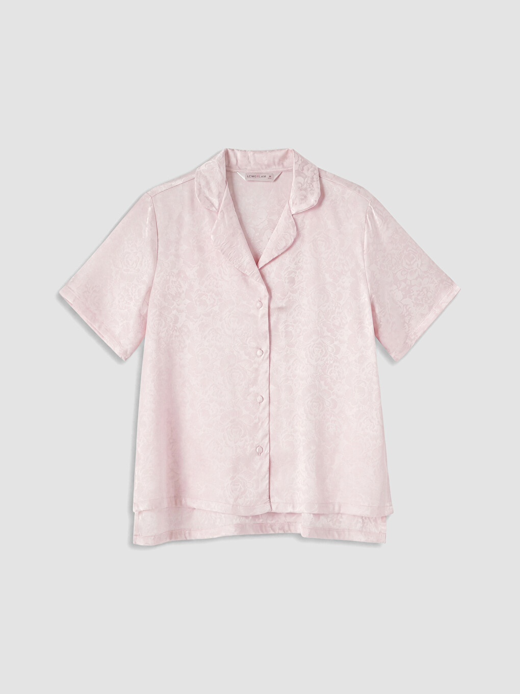 Pembe Gömlek Yaka Saten Kadın Pijama Takımı-5