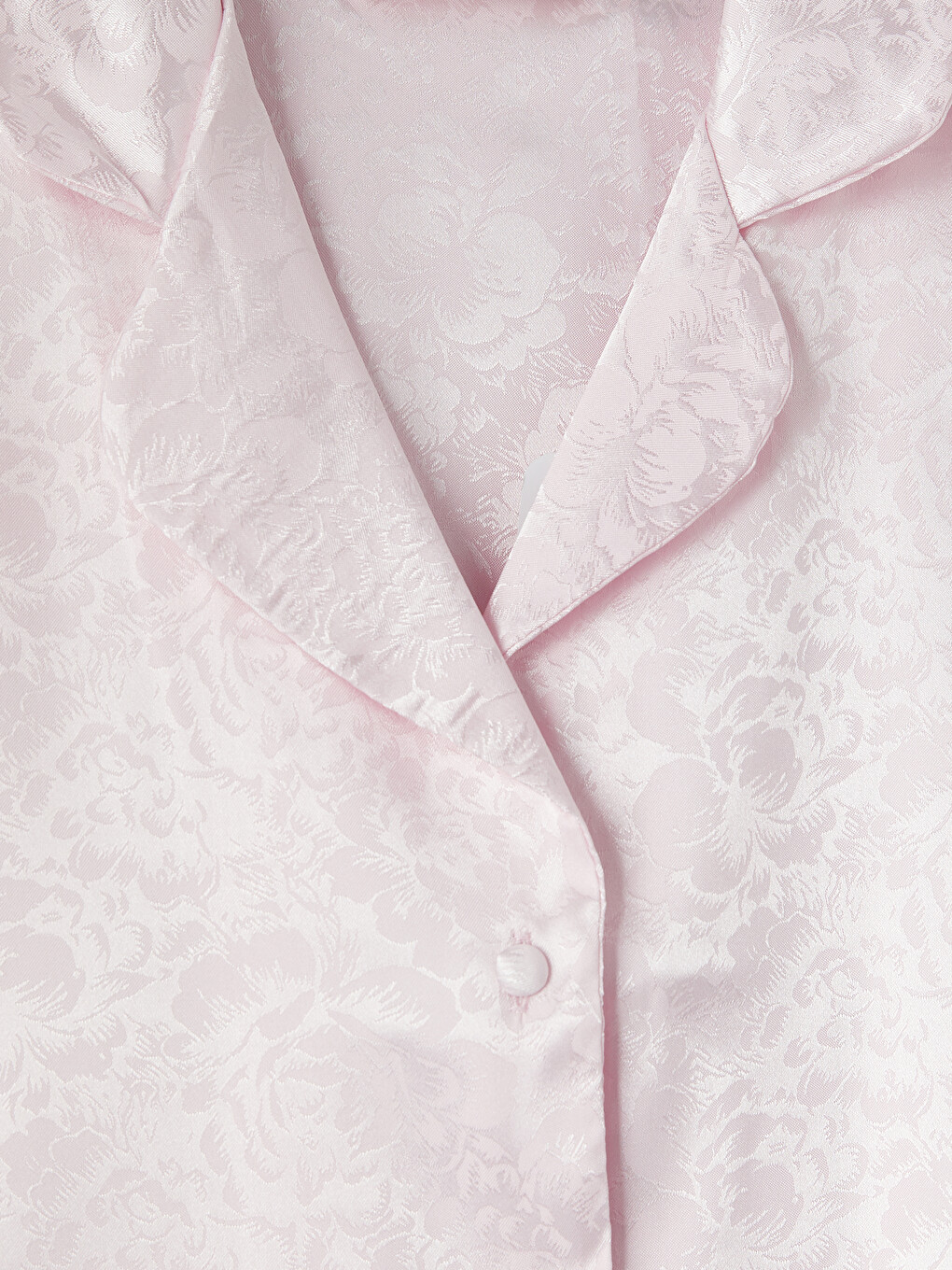 Pembe Gömlek Yaka Saten Kadın Pijama Takımı-6