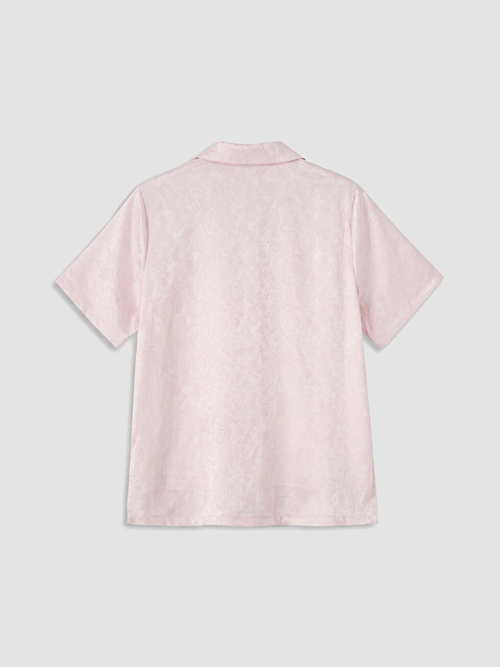 Pembe Gömlek Yaka Saten Kadın Pijama Takımı-7