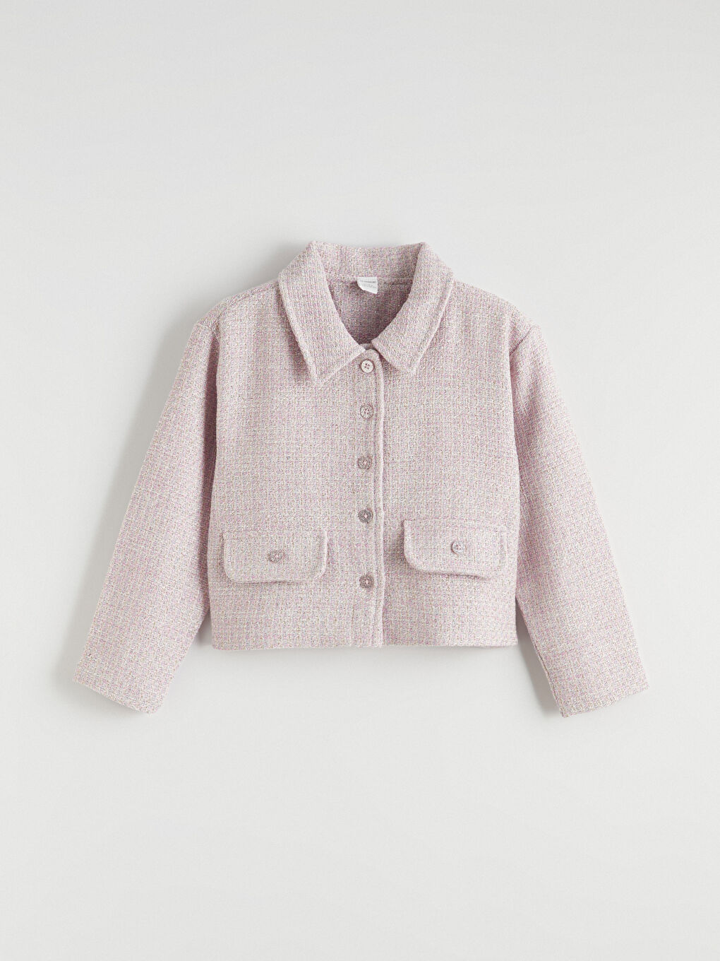 Pembe Kız Çocuk Simli Tüvit Ceket-1