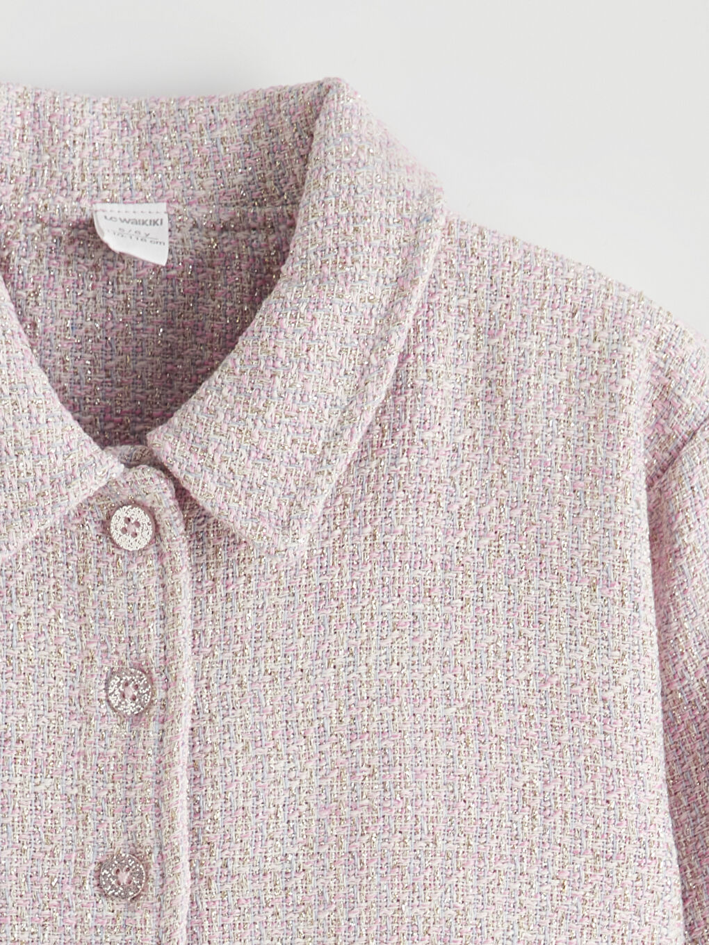 Pembe Kız Çocuk Simli Tüvit Ceket-2