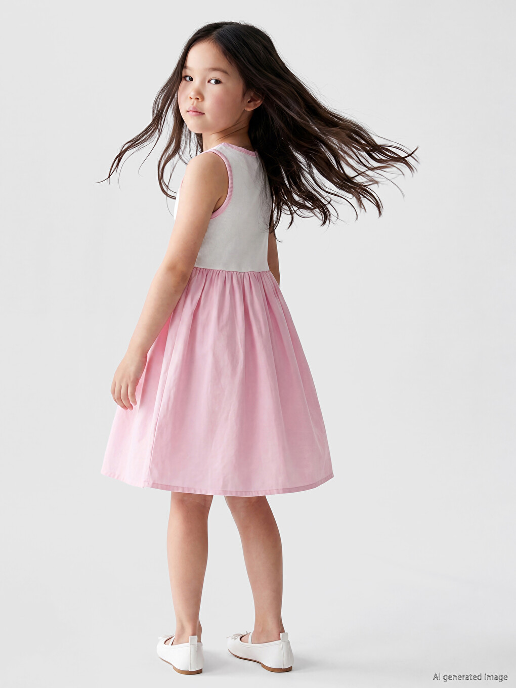 Crew Neck Hello Kitty Printed Girls' Dress-1