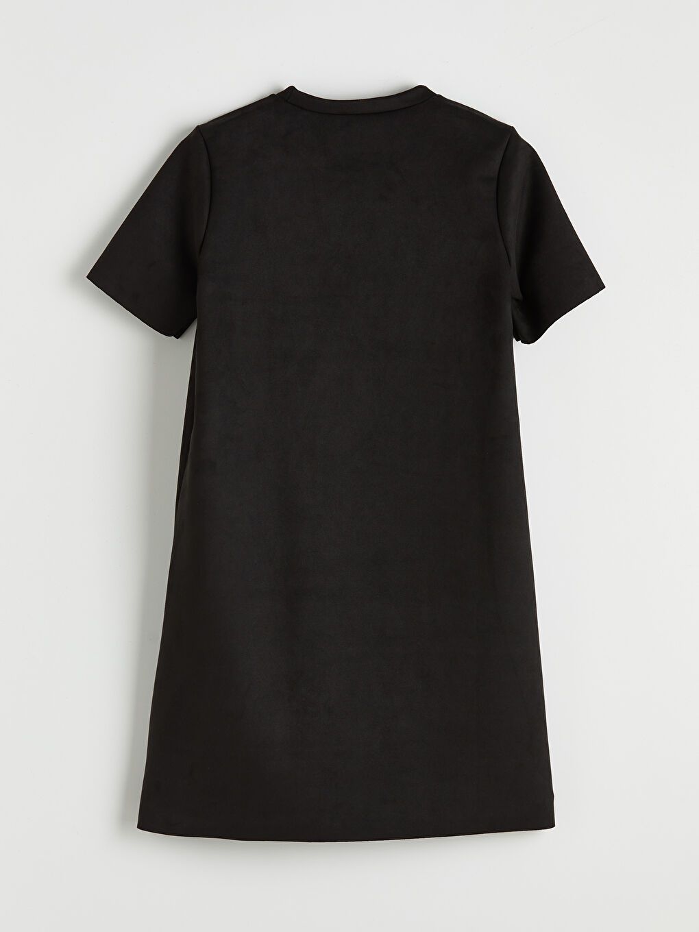 Siyah Taşlı A Kesim Mini Süet Görünümlü Elbise-1